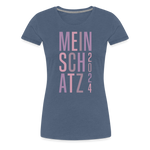 Schatz Valentinstag Frauen Premium T-Shirt - Blau meliert
