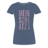 Schatz Valentinstag Frauen Premium T-Shirt - Blau meliert