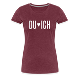 Du & Ich Frauen Premium T-Shirt - Bordeauxrot meliert