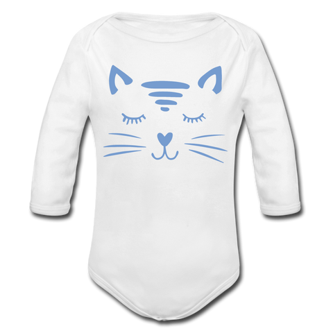 Katze Baby Bio-Langarm-Body - Weiß