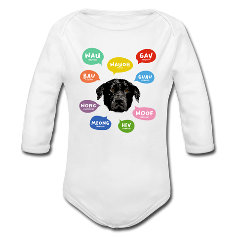Hundesprache Baby Bio-Langarm-Body - Weiß
