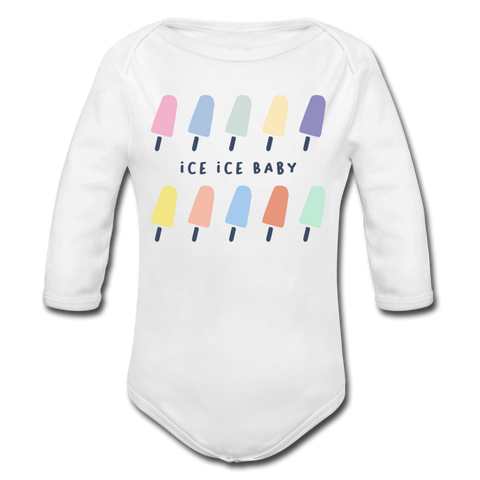 Ice Ice Baby Baby Bio-Langarm-Body - Weiß
