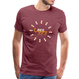 Bee Happy Männer Premium T-Shirt - Bordeauxrot meliert