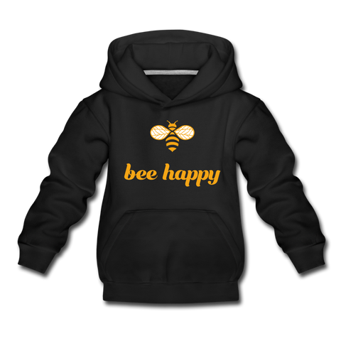 Bee Happy Kinder Premium Hoodie - Schwarz