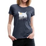 Katze Frauen Premium T-Shirt - Blau meliert