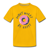 Donut Worry Be Happy Kinder Premium T-Shirt - Sonnengelb