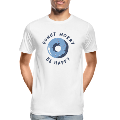 Donut Worry Be Happy Männer Premium Bio T-Shirt - Weiß