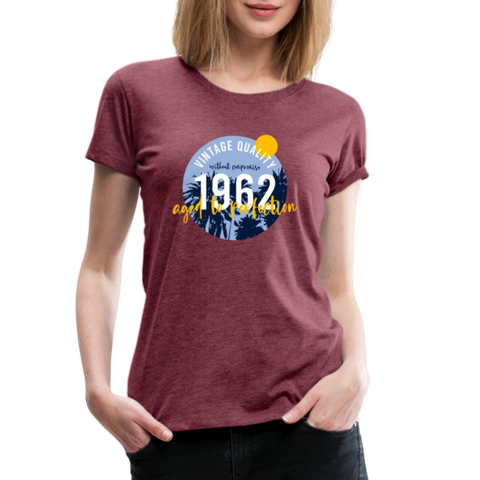 1962 Frauen Premium T-Shirt - Bordeauxrot meliert