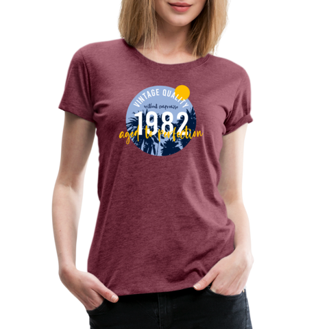 1982 Frauen Premium T-Shirt - Bordeauxrot meliert