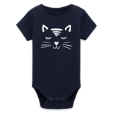 Katze Baby Bio-Langarm-Body - Navy