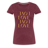 Love Valentinstag Frauen Premium T-Shirt - Bordeauxrot meliert