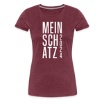 Mein Schatz Frauen Premium T-Shirt - Bordeauxrot meliert