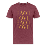 Love Männer Premium T-Shirt - Bordeauxrot meliert