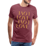 Love Männer Premium T-Shirt - Bordeauxrot meliert