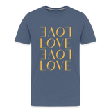 Love Männer Premium T-Shirt - Blau meliert