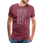 Schatz Männer Premium T-Shirt - Bordeauxrot meliert