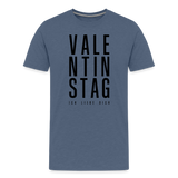 Valentinstag Männer Premium T-Shirt - Blau meliert