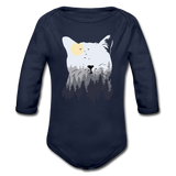 Katze Baby Bio-Langarm-Body - Dunkelnavy