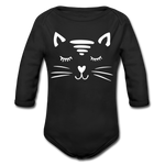 Katze Baby Bio-Langarm-Body - Schwarz