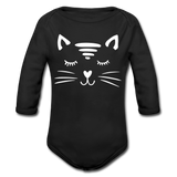 Katze Baby Bio-Langarm-Body - Schwarz