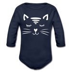 Katze Baby Bio-Langarm-Body - Dunkelnavy