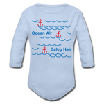 Ocean Air Salty Hair Baby Bio-Langarm-Body - Sky