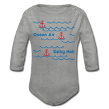 Ocean Air Salty Hair Baby Bio-Langarm-Body - Grau meliert