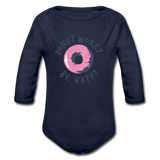 Donut Worry Be Happy Baby Bio-Langarm-Body - Dunkelnavy