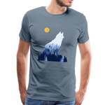 Wolf Männer Premium T-Shirt - Blaugrau