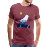 Wolf Männer Premium T-Shirt - Bordeauxrot meliert