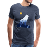 Wolf Männer Premium T-Shirt - Blau meliert