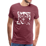 Löwe Männer Premium T-Shirt - Bordeauxrot meliert