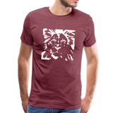 Löwe Männer Premium T-Shirt - Bordeauxrot meliert