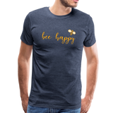 Bee Happy Männer Premium T-Shirt - Blau meliert