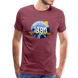 1980 Männer Premium T-Shirt - Bordeauxrot meliert