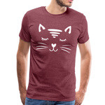 Katze Männer Premium T-Shirt - Bordeauxrot meliert