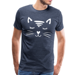 Katze Männer Premium T-Shirt - Blau meliert