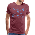 Katze Männer Premium T-Shirt - Bordeauxrot meliert