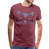 Katze Männer Premium T-Shirt - Bordeauxrot meliert