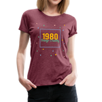 1980 Frauen Premium T-Shirt - Bordeauxrot meliert
