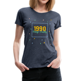 1990 Frauen Premium T-Shirt - Blau meliert