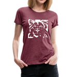 Löwe Frauen Premium T-Shirt - Bordeauxrot meliert