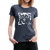 Löwe Frauen Premium T-Shirt - Blau meliert