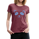 Panda Frauen Premium T-Shirt - Bordeauxrot meliert