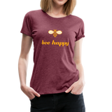 Bee Happy Frauen Premium T-Shirt - Bordeauxrot meliert