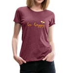 Bee Happy Frauen Premium T-Shirt - Bordeauxrot meliert