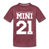 Mini Kinder Premium T-Shirt - Bordeauxrot meliert