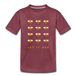 Let It Bee Kinder Premium T-Shirt - Bordeauxrot meliert