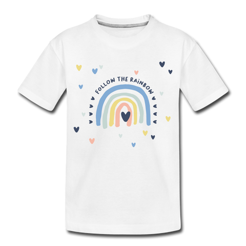 Follow The Rainbow Kinder Premium T-Shirt - Weiß