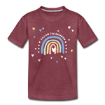 Follow The Rainbow Kinder Premium T-Shirt - Bordeauxrot meliert